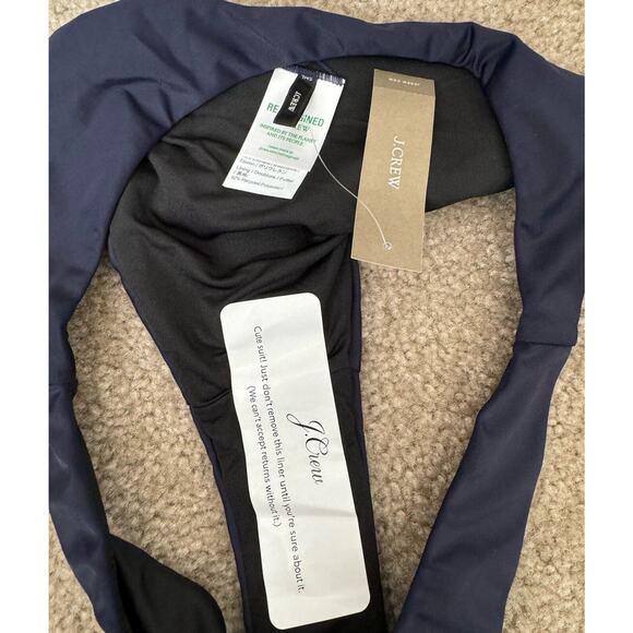 J Crew re-Imagined Curved Waist Bikini Bottom Dark Blue Women Small New W/Tags - Picture 3 of 8